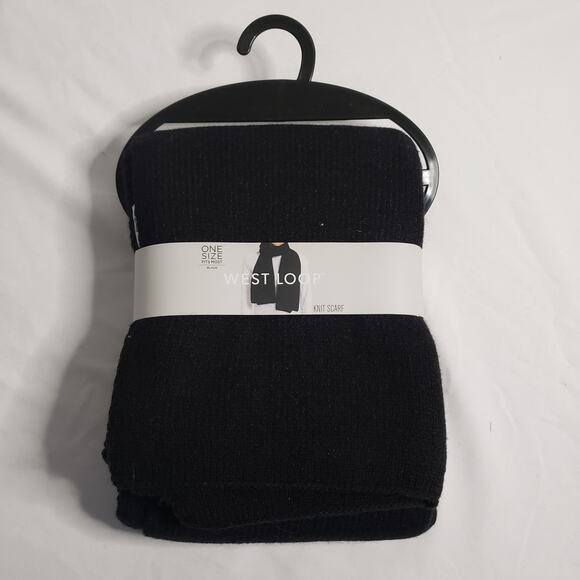 west loop Accessories - West Loop Women's One Size Simple Knit Scarf Solid Black Winter Minimalist New